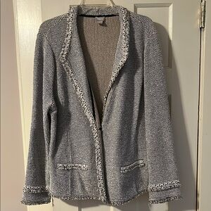 Chico’s Women's Black/White/Tan Textured Sweater Jacket